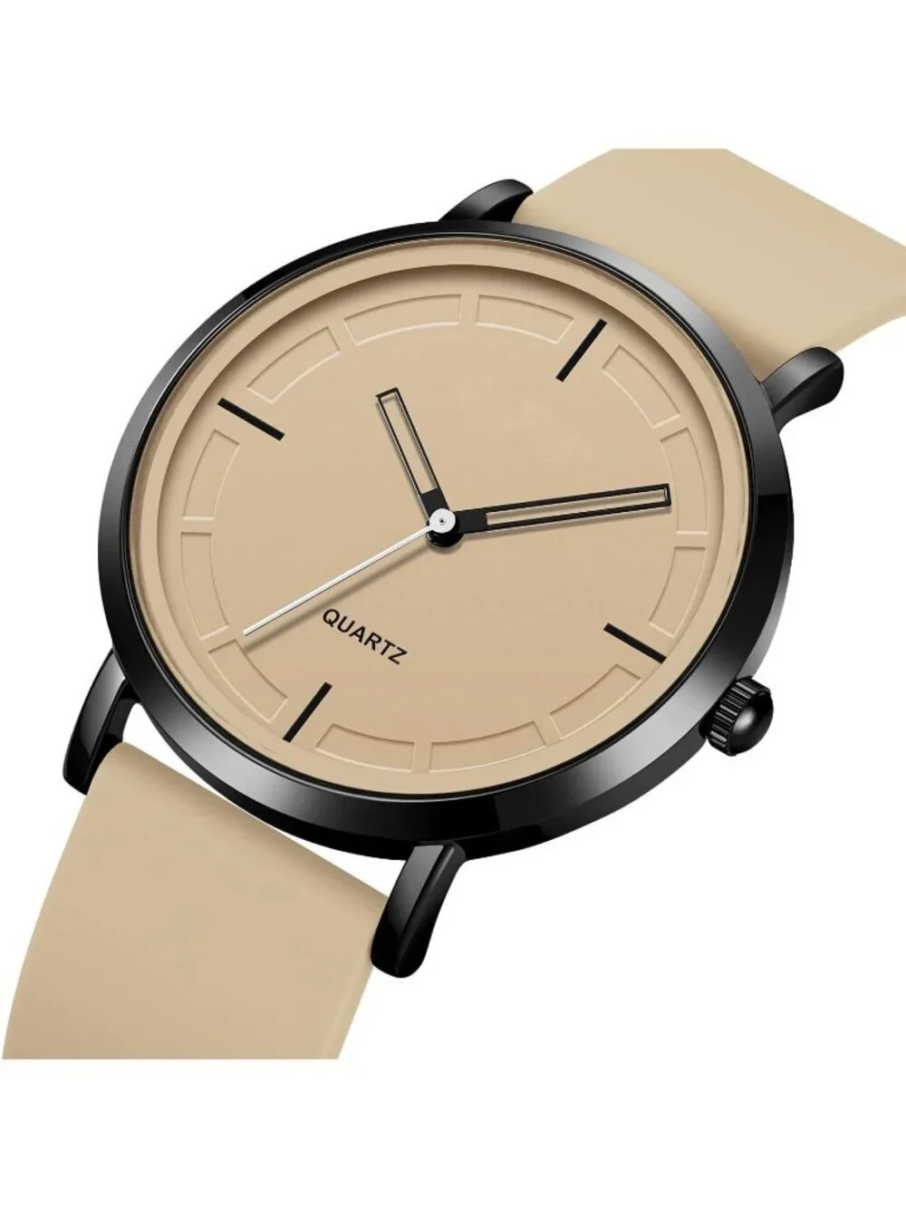 Women's Khaki Analog Quartz Simple Silicone Strap Waterproof Round Sport Watch
